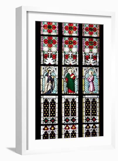 Prague, St. Vitus Cathedral, Stained Glass Window, St Gisela, St Paul, St Rudolph-Samuel Magal-Framed Photographic Print