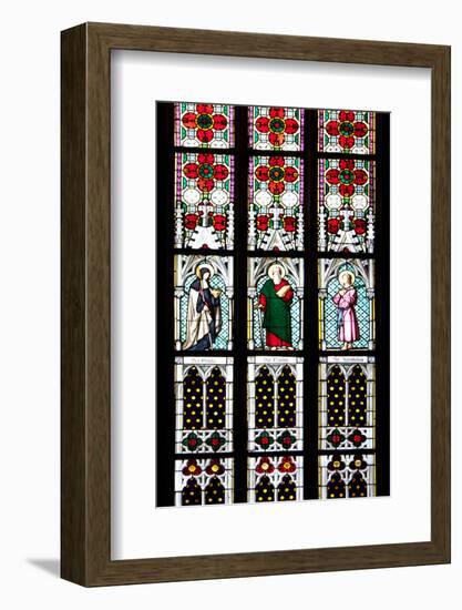 Prague, St. Vitus Cathedral, Stained Glass Window, St Gisela, St Paul, St Rudolph-Samuel Magal-Framed Photographic Print