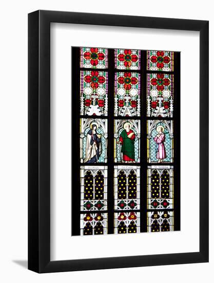 Prague, St. Vitus Cathedral, Stained Glass Window, St Gisela, St Paul, St Rudolph-Samuel Magal-Framed Photographic Print