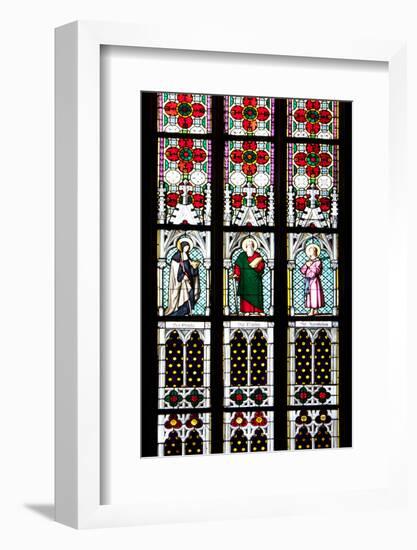 Prague, St. Vitus Cathedral, Stained Glass Window, St Gisela, St Paul, St Rudolph-Samuel Magal-Framed Photographic Print