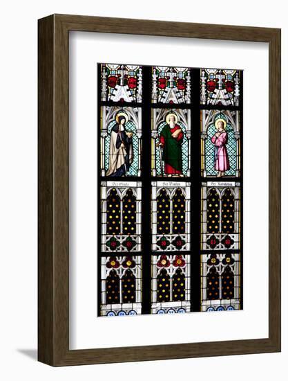 Prague, St. Vitus Cathedral, Stained Glass Window, St Gisela, St Paul, St Rudolph-Samuel Magal-Framed Photographic Print