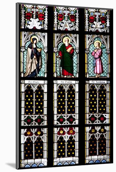 Prague, St. Vitus Cathedral, Stained Glass Window, St Gisela, St Paul, St Rudolph-Samuel Magal-Mounted Photographic Print