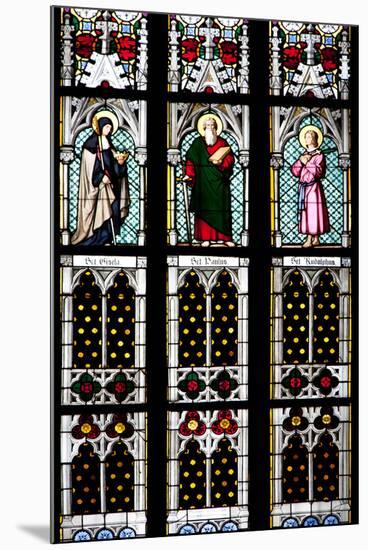 Prague, St. Vitus Cathedral, Stained Glass Window, St Gisela, St Paul, St Rudolph-Samuel Magal-Mounted Photographic Print