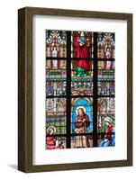 Prague, St. Vitus Cathedral, Stained Glass Window, St. Joanna, Jesus Holding a Hatchet-Samuel Magal-Framed Photographic Print