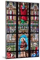 Prague, St. Vitus Cathedral, Stained Glass Window, St. Joanna, Jesus Holding a Hatchet-Samuel Magal-Mounted Photographic Print