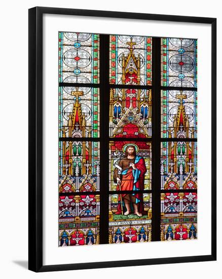 Prague, St. Vitus Cathedral, Stained Glass Window, St. John the Baptist-Samuel Magal-Framed Photographic Print