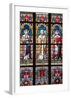 Prague, St. Vitus Cathedral, Stained Glass Window, St. Ludmilla, St. Methodius and St. Wenceslaus-Samuel Magal-Framed Photographic Print