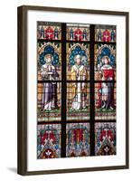 Prague, St. Vitus Cathedral, Stained Glass Window, St. Ludmilla, St. Methodius and St. Wenceslaus-Samuel Magal-Framed Photographic Print