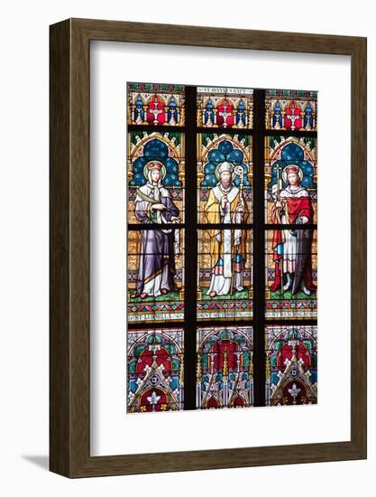 Prague, St. Vitus Cathedral, Stained Glass Window, St. Ludmilla, St. Methodius and St. Wenceslaus-Samuel Magal-Framed Photographic Print