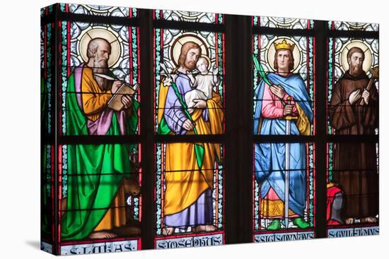 Prague, St. Vitus Cathedral, Stained Glass Window, St Luke, St Joseph, St Sigismund, St Guilelmus-Samuel Magal-Stretched Canvas