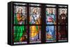 Prague, St. Vitus Cathedral, Stained Glass Window, St Luke, St Joseph, St Sigismund, St Guilelmus-Samuel Magal-Framed Stretched Canvas