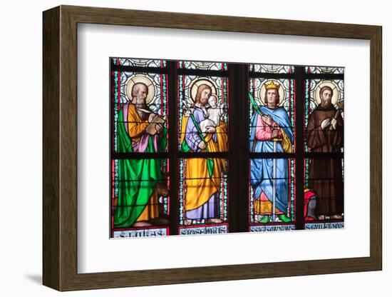 Prague, St. Vitus Cathedral, Stained Glass Window, St Luke, St Joseph, St Sigismund, St Guilelmus-Samuel Magal-Framed Photographic Print