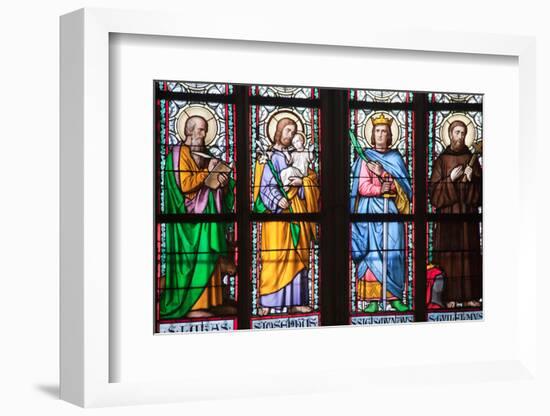 Prague, St. Vitus Cathedral, Stained Glass Window, St Luke, St Joseph, St Sigismund, St Guilelmus-Samuel Magal-Framed Photographic Print