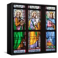 Prague, St. Vitus Cathedral, Stained Glass Window, St. Luke, St. Joseph, St. Sigismund-Samuel Magal-Framed Stretched Canvas