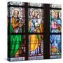 Prague, St. Vitus Cathedral, Stained Glass Window, St. Luke, St. Joseph, St. Sigismund-Samuel Magal-Stretched Canvas