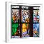 Prague, St. Vitus Cathedral, Stained Glass Window, St. Luke, St. Joseph, St. Sigismund-Samuel Magal-Framed Photographic Print