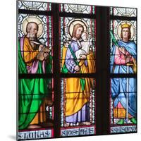 Prague, St. Vitus Cathedral, Stained Glass Window, St. Luke, St. Joseph, St. Sigismund-Samuel Magal-Mounted Photographic Print