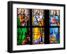 Prague, St. Vitus Cathedral, Stained Glass Window, St. Luke, St. Joseph, St. Sigismund-Samuel Magal-Framed Photographic Print