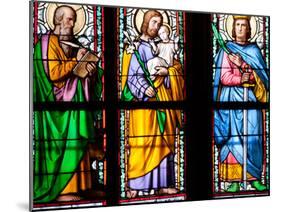 Prague, St. Vitus Cathedral, Stained Glass Window, St. Luke, St. Joseph, St. Sigismund-Samuel Magal-Mounted Photographic Print