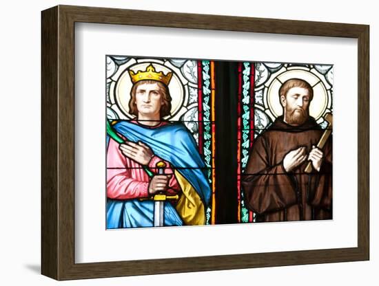 Prague, St. Vitus Cathedral, Stained Glass Window, St. Sigismundus, St. Guilelmus.-Samuel Magal-Framed Photographic Print