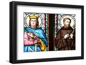 Prague, St. Vitus Cathedral, Stained Glass Window, St. Sigismundus, St. Guilelmus.-Samuel Magal-Framed Photographic Print