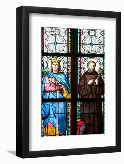 Prague, St. Vitus Cathedral, Stained Glass Window, St. Sigismundus, St. Guilelmus.-Samuel Magal-Framed Photographic Print