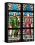 Prague, St. Vitus Cathedral, Stained Glass Window, St. Stephan, St. Lawrence-Samuel Magal-Framed Stretched Canvas