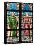 Prague, St. Vitus Cathedral, Stained Glass Window, St. Stephan, St. Lawrence-Samuel Magal-Framed Stretched Canvas