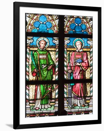 Prague, St. Vitus Cathedral, Stained Glass Window, St. Stephan, St. Lawrence-Samuel Magal-Framed Photographic Print