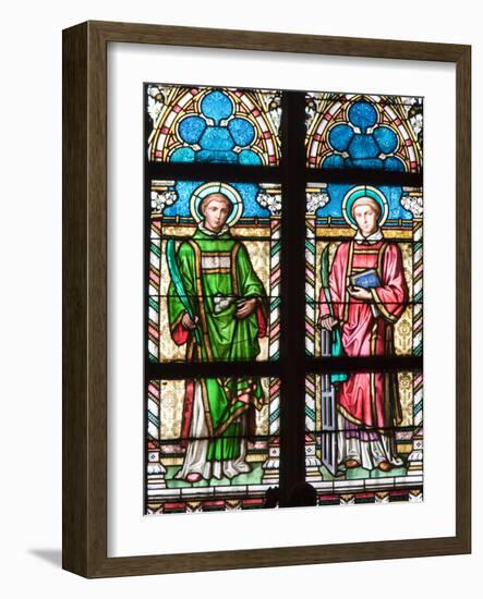 Prague, St. Vitus Cathedral, Stained Glass Window, St. Stephan, St. Lawrence-Samuel Magal-Framed Photographic Print