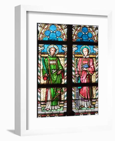 Prague, St. Vitus Cathedral, Stained Glass Window, St. Stephan, St. Lawrence-Samuel Magal-Framed Photographic Print