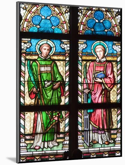 Prague, St. Vitus Cathedral, Stained Glass Window, St. Stephan, St. Lawrence-Samuel Magal-Mounted Photographic Print