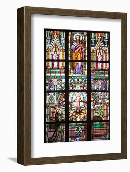 Prague, St. Vitus Cathedral, Stained Glass Window, St Thomas, St Anthony Kneeling before Baby Jesus-Samuel Magal-Framed Photographic Print