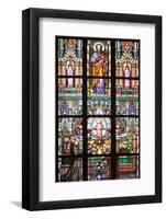 Prague, St. Vitus Cathedral, Stained Glass Window, St Thomas, St Anthony Kneeling before Baby Jesus-Samuel Magal-Framed Photographic Print