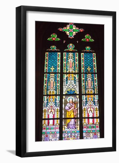 Prague, St. Vitus Cathedral, Stained Glass Window, St Thomas-Samuel Magal-Framed Premium Photographic Print