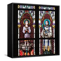 Prague, St. Vitus Cathedral, Stained Glass Window, St. Vitus, St. Sarcander-Samuel Magal-Framed Stretched Canvas