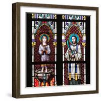 Prague, St. Vitus Cathedral, Stained Glass Window, St. Vitus, St. Sarcander-Samuel Magal-Framed Photographic Print