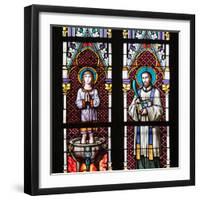 Prague, St. Vitus Cathedral, Stained Glass Window, St. Vitus, St. Sarcander-Samuel Magal-Framed Photographic Print