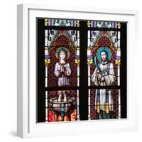 Prague, St. Vitus Cathedral, Stained Glass Window, St. Vitus, St. Sarcander-Samuel Magal-Framed Photographic Print