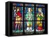 Prague, St. Vitus Cathedral, Stained Glass Window, St. Wenceslaus, St Wolfgang, St Joanna-Samuel Magal-Framed Stretched Canvas