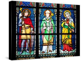 Prague, St. Vitus Cathedral, Stained Glass Window, St. Wenceslaus, St Wolfgang, St Joanna-Samuel Magal-Stretched Canvas