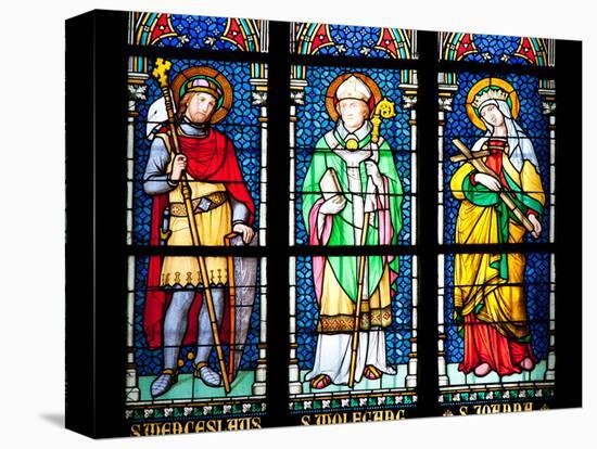 Prague, St. Vitus Cathedral, Stained Glass Window, St. Wenceslaus, St Wolfgang, St Joanna-Samuel Magal-Stretched Canvas