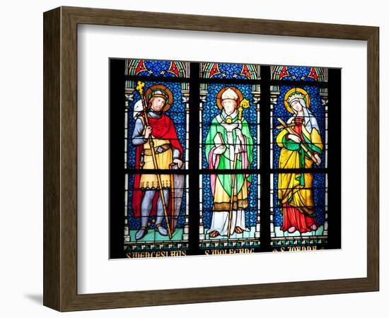 Prague, St. Vitus Cathedral, Stained Glass Window, St. Wenceslaus, St Wolfgang, St Joanna-Samuel Magal-Framed Photographic Print