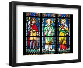 Prague, St. Vitus Cathedral, Stained Glass Window, St. Wenceslaus, St Wolfgang, St Joanna-Samuel Magal-Framed Photographic Print