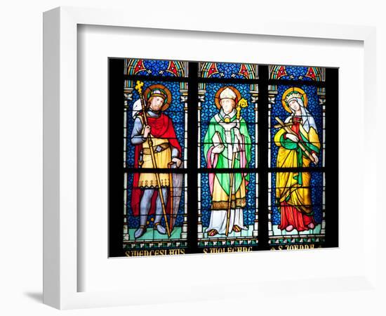 Prague, St. Vitus Cathedral, Stained Glass Window, St. Wenceslaus, St Wolfgang, St Joanna-Samuel Magal-Framed Photographic Print