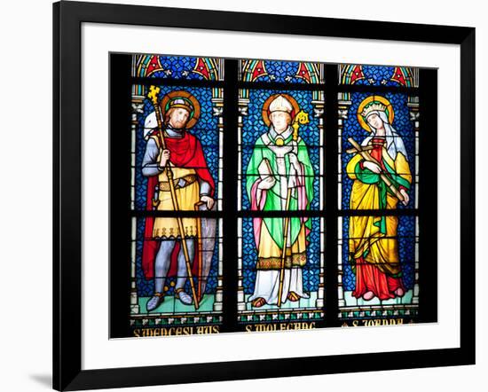 Prague, St. Vitus Cathedral, Stained Glass Window, St. Wenceslaus, St Wolfgang, St Joanna-Samuel Magal-Framed Photographic Print