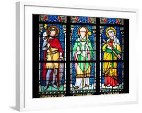 Prague, St. Vitus Cathedral, Stained Glass Window, St. Wenceslaus, St Wolfgang, St Joanna-Samuel Magal-Framed Photographic Print