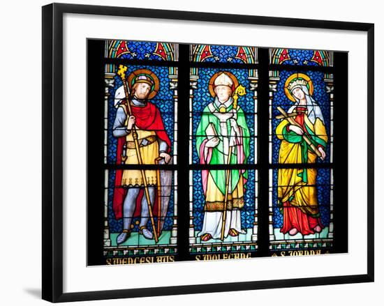 Prague, St. Vitus Cathedral, Stained Glass Window, St. Wenceslaus, St Wolfgang, St Joanna-Samuel Magal-Framed Photographic Print