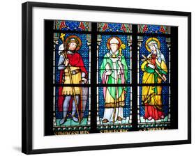 Prague, St. Vitus Cathedral, Stained Glass Window, St. Wenceslaus, St Wolfgang, St Joanna-Samuel Magal-Framed Photographic Print