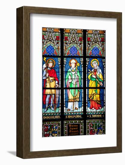 Prague, St. Vitus Cathedral, Stained Glass Window, St. Wenceslaus, St Wolfgang, St Joanna-Samuel Magal-Framed Photographic Print